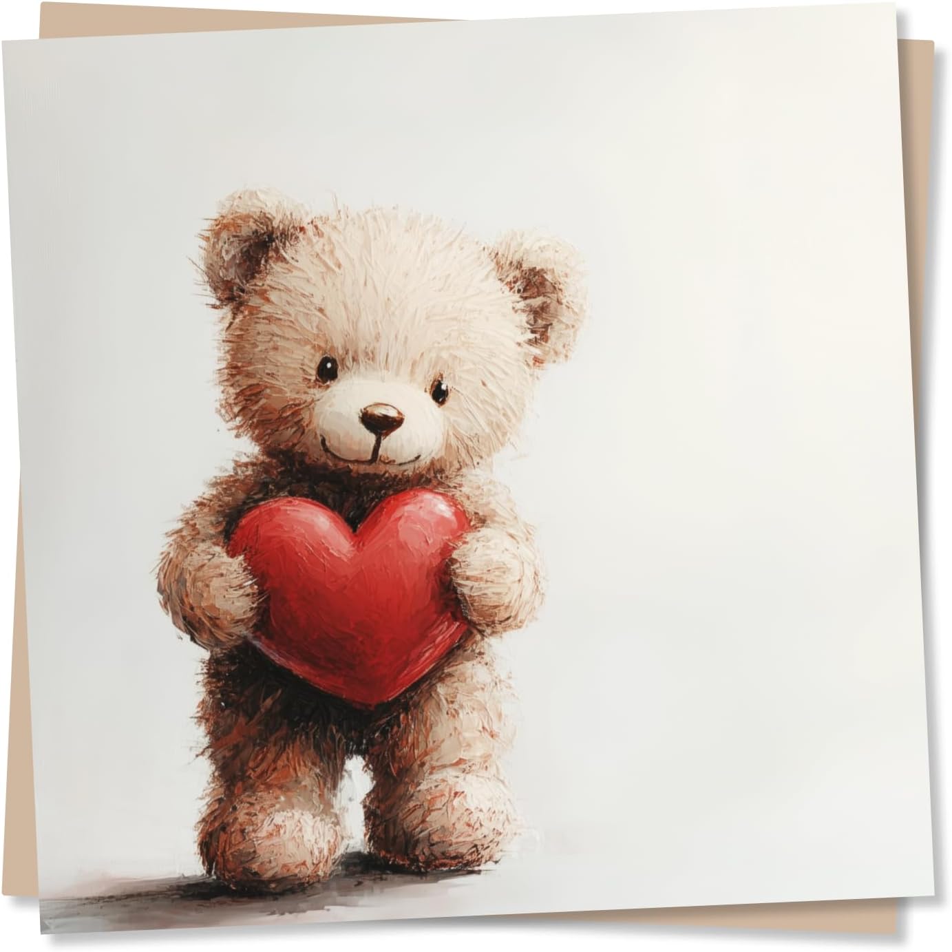 Birthday Card Or Note Card For Special Person - Beautiful Teddy Bear With Heart Design - Just To Say Card or Birthday Card For Friend Or Loved One - Blank Inside