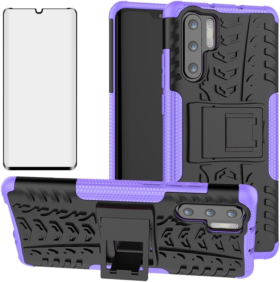Asuwish Phone Case for Huawei P30 Pro with Tempered Glass Screen Protector and Slim Stand Hybrid Heavy Duty Rugged Protective Cell Cover Hawaii P30Pro P 30 Pro30 Kickstand Mobile Women Men Purple