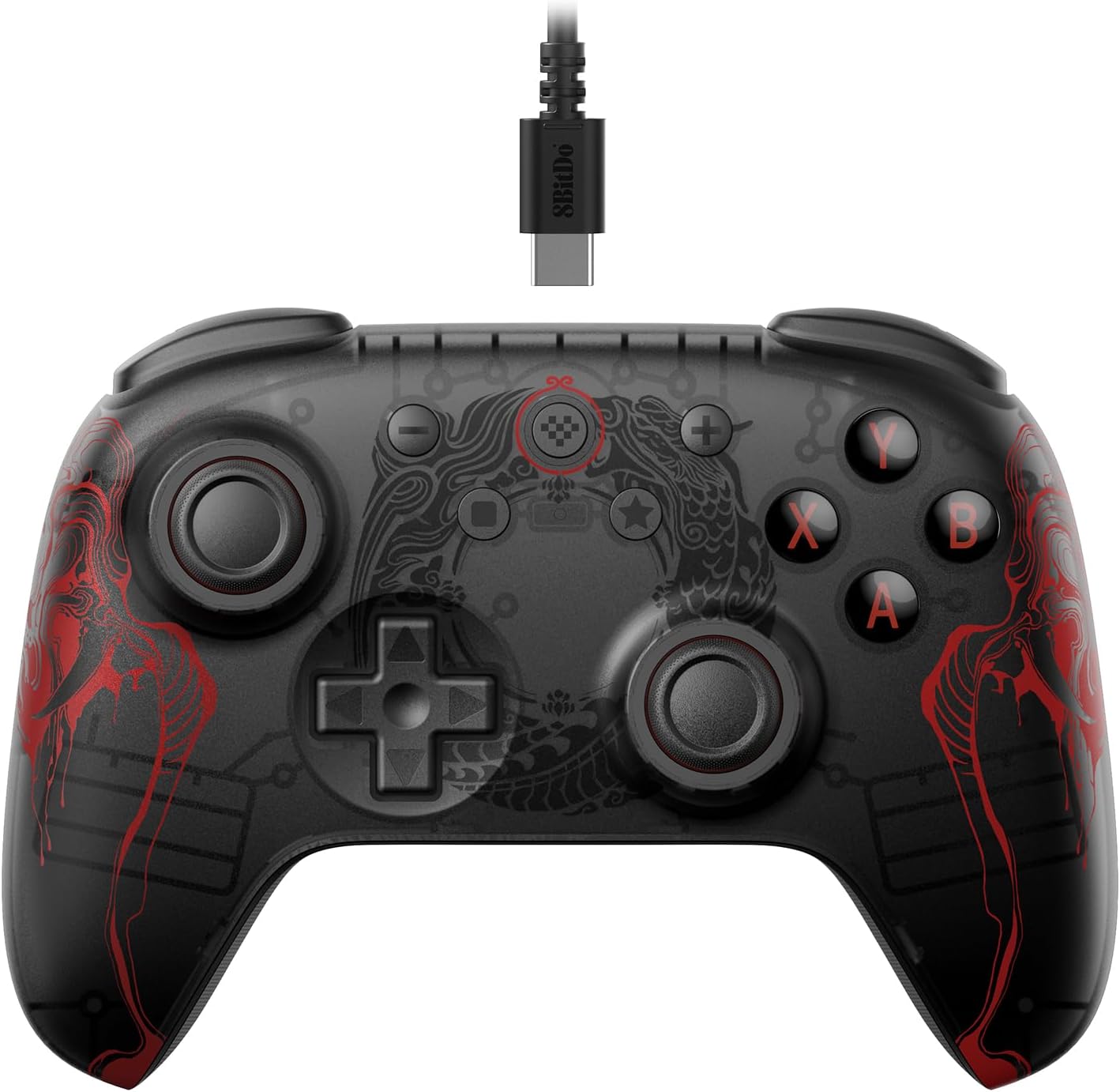 8Bitdo Ultimate 2C Wired Controller for Windows PC and Android, with Hall Effect Joysticks and Hall Triggers, 1000Hz Polling Rate, and Remappable L4/R4 Bumpers - Black Myth: Wukong