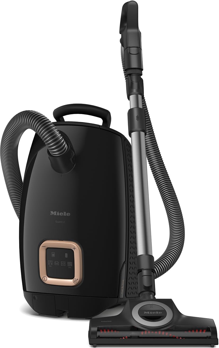 NEW Miele Guard L1 Cat & Dog Bagged Canister Vacuum for Pet Owners with Odor-Reducing Active AirClean Filter, TurboTeQ Floorhead, and AllTeQ Universal Floorhead, in Obsidian Black/Rose Gold
