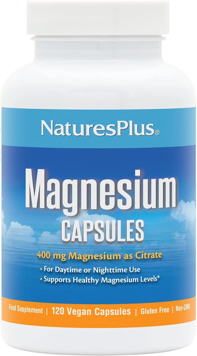 NaturesPlus Magnesium Supplement - 400mg Active Magnesium Citrate Supplement - Energy and Stress Relief for Mind and Body - Vegan, Gluten Free - 120 Capsules (Original)