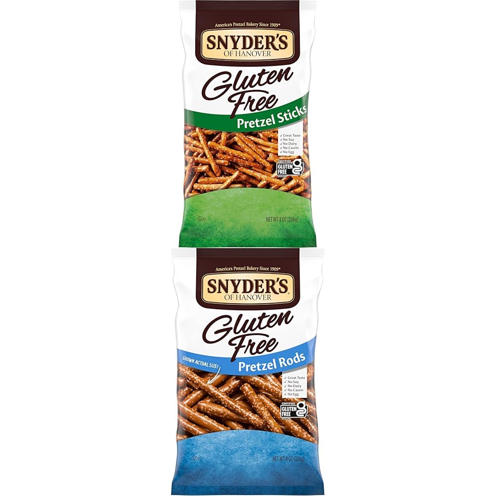 Snyder's of Hanover Pretzels, Gluten Free Pretzel Sticks, 8 Oz and Snyder's of Hanover Gluten Free Pretzels, Gluten Free Rods, 8 Oz