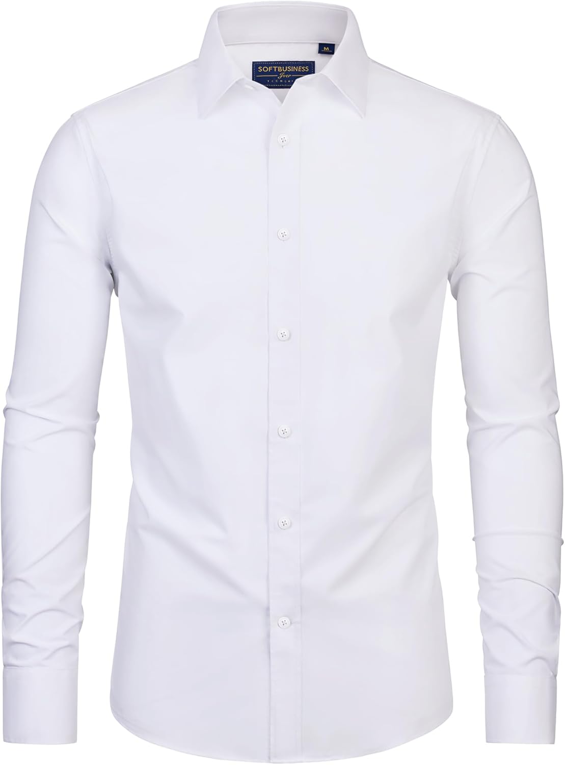 siliteelon Mens Shirts Stain Shield No Iron Dress Formal Shirt Stretch Plain Regular Fit Casual Business Shirts