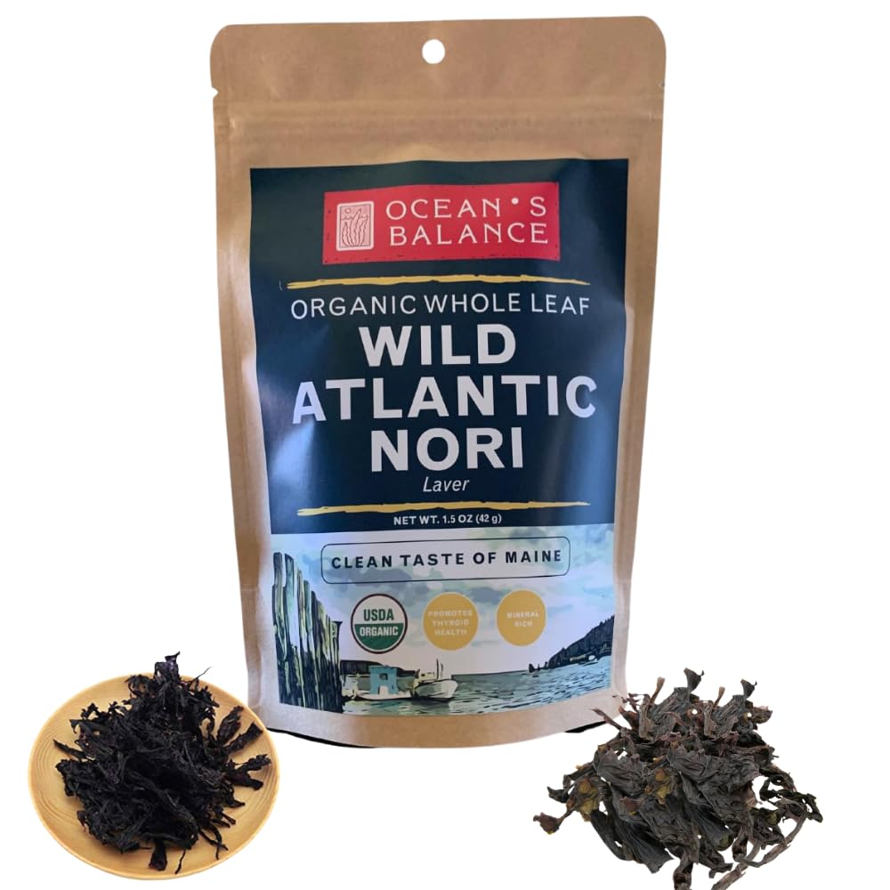 Ocean’s Balance Whole Leaf Nori Dried Seaweed – Whole Leaf Organic Seaweed, Perfect for Keto Diet, Paleo Diet, Vegetarian, or Vegan Diet – Gluten-Free – 1.5 oz Bag