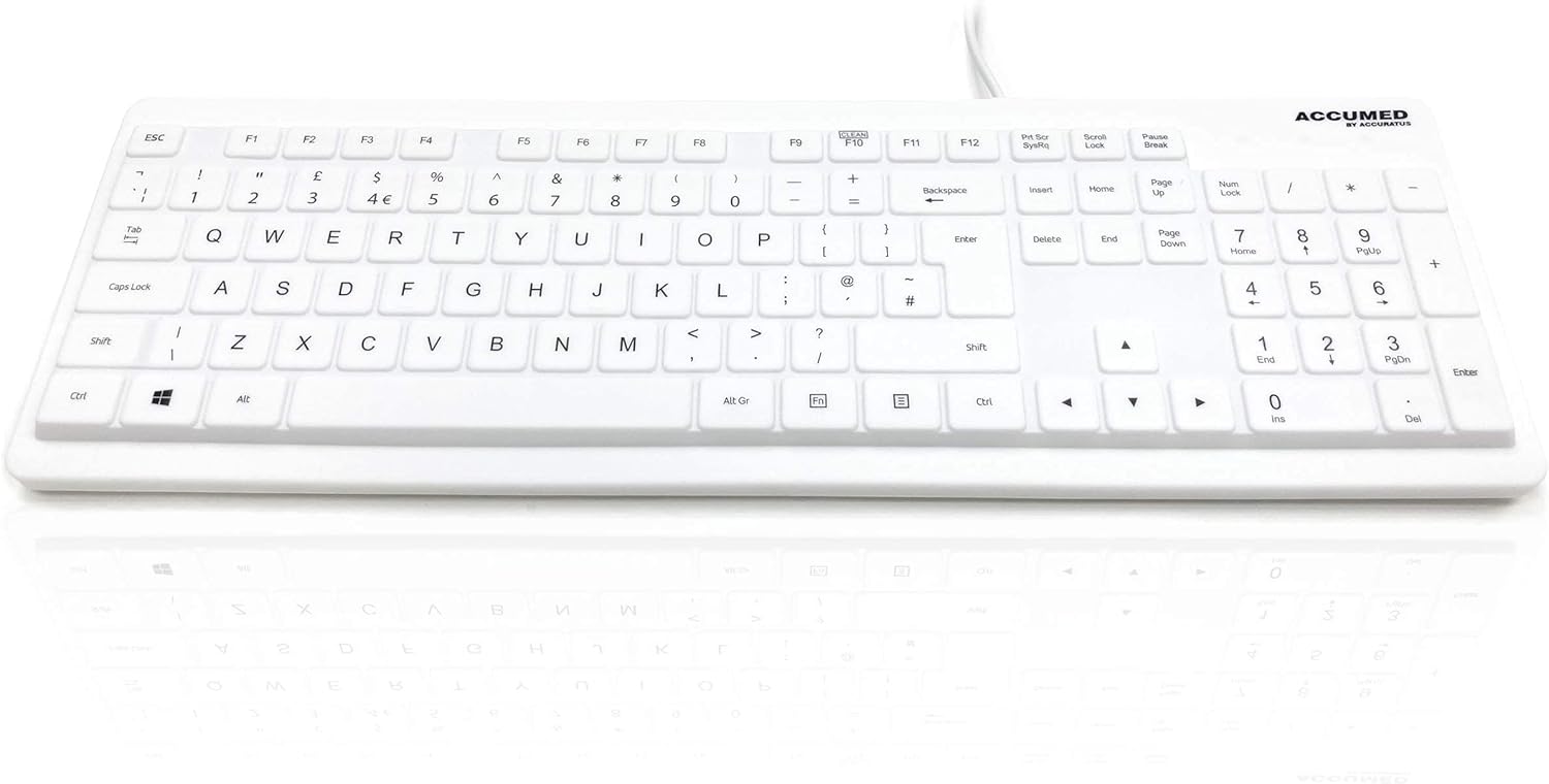AccuMed Value Keyboard - 105 Key IP68 Sealed Antibacterial Medical Keyboard