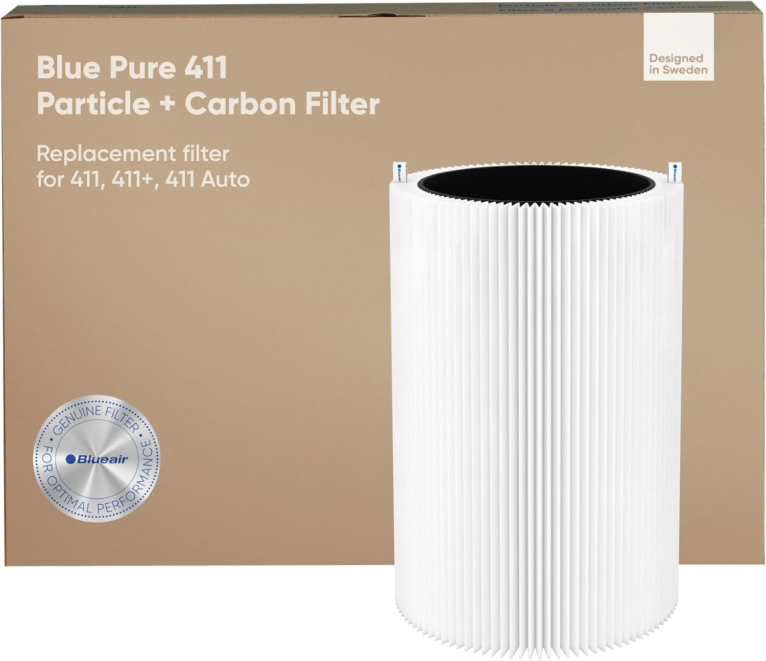 BLUEAIR Blue Pure 411 Auto, 411, 411+ Genuine Replacement Filter, Particle and Activated Carbon, fits Blue Pure 411 Auto, 411 and 411+ Air Purifiers