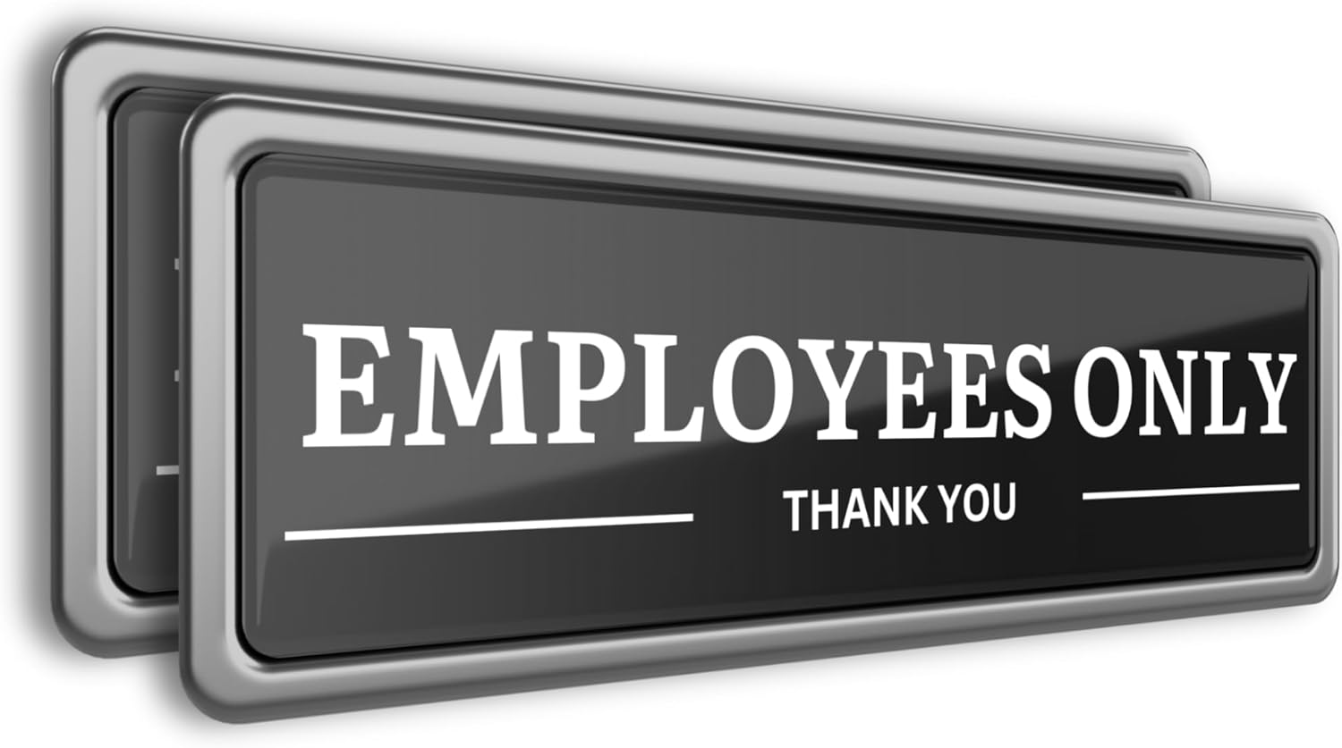 2 Pcs Employees Only Sign Stickers, 9 by 3 Inches Waterproof, Fade Resistant, PVC 0.2 in Thick Do Not Enter Signs With Strong Double Sided Adhesive. (Black and White 3)