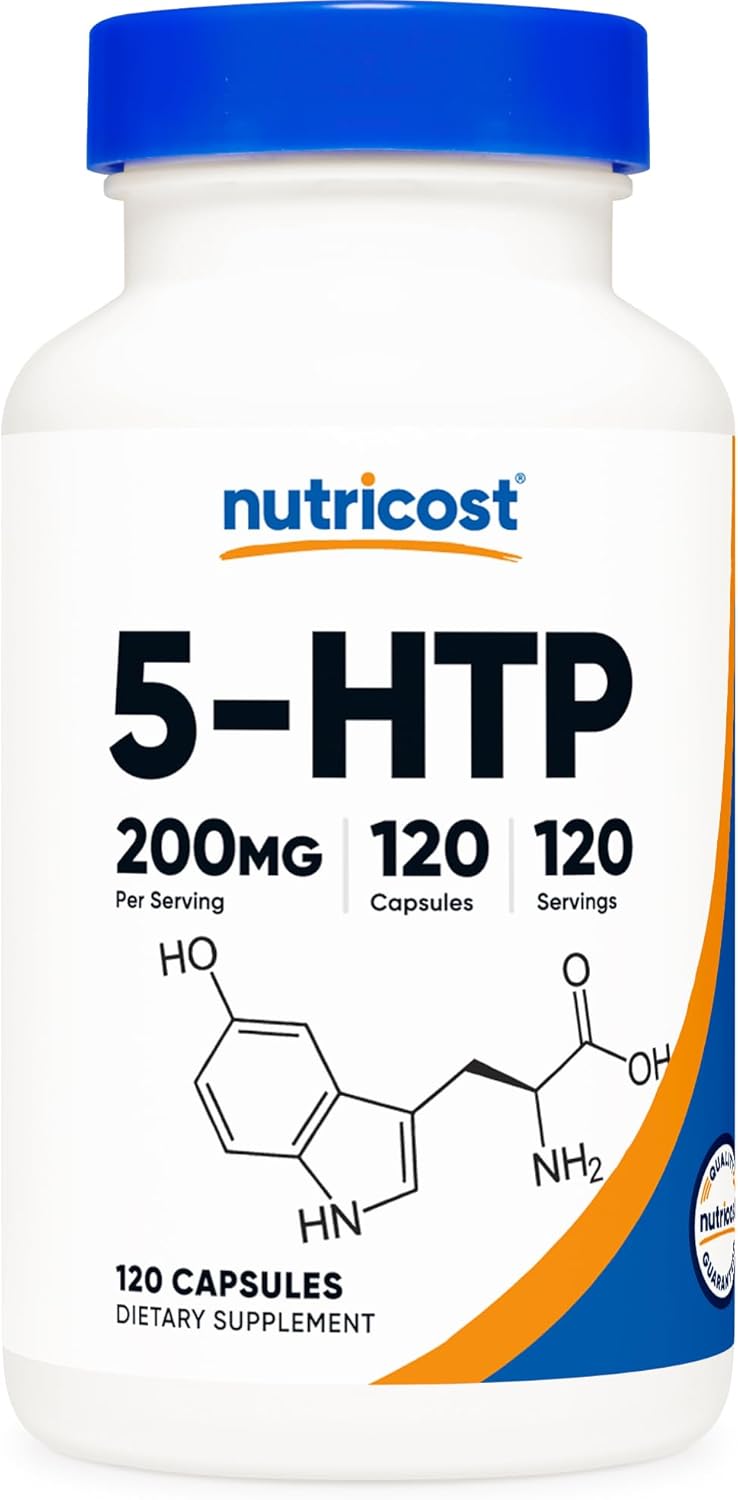 Nutricost 5-HTP 200mg, 120 Vegetarian Capsules (5-Hydroxytryptophan) - Non-GMO & Gluten Free