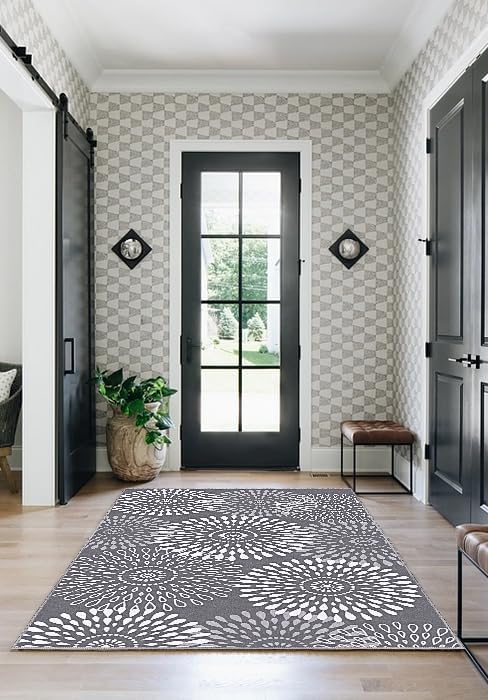 StepRite Runner Rug 3 x 5 ft, Washable Rugs, Hallway Runner Rugs, Kitchen Runner Rug Non Slip, Soft Runner with Rubber Backing for Kitchen, Hallway, Laundry, Bedroom, Living Room(Grey)