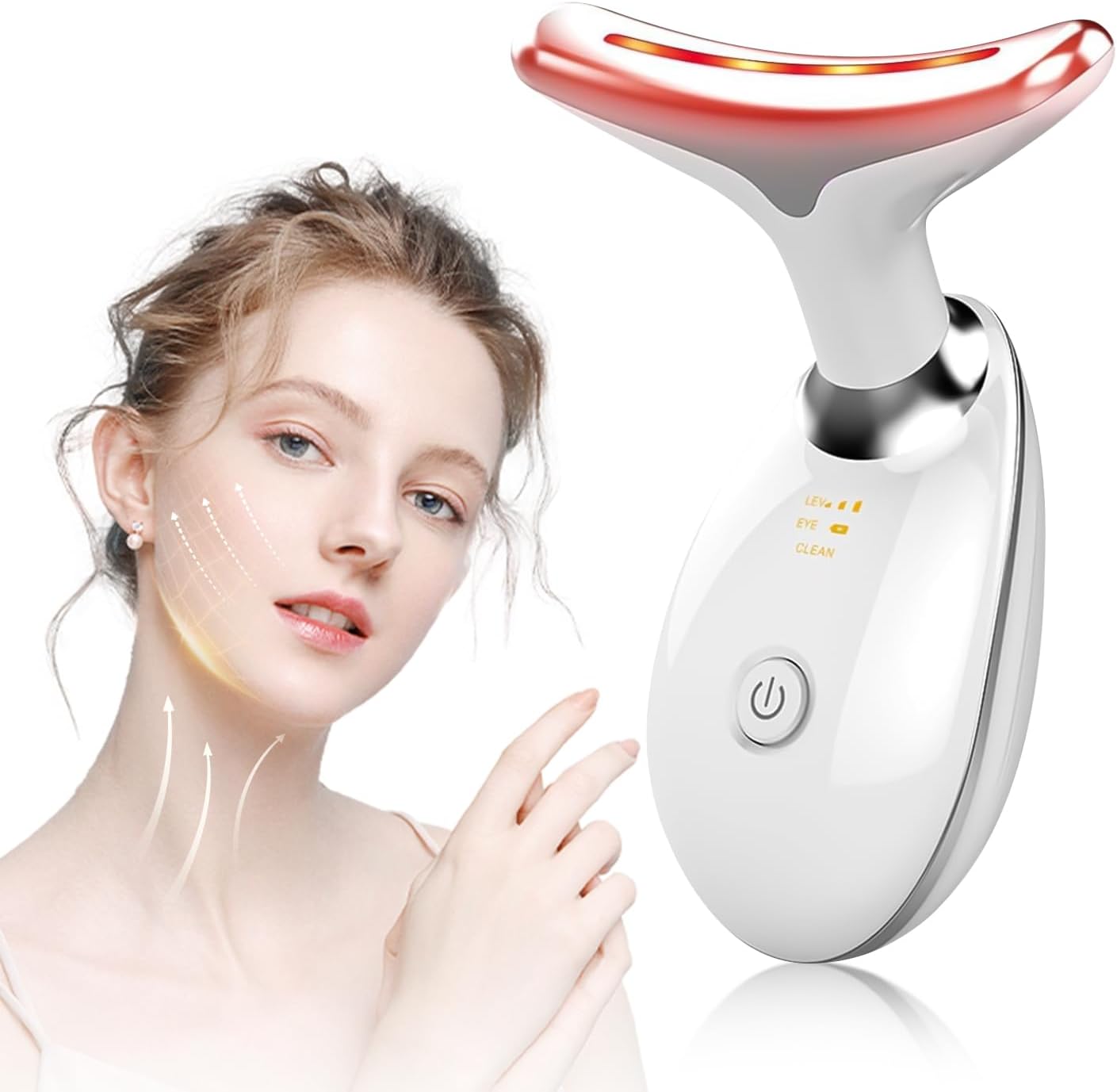 Face Massager, 3 Modes Neck Massager, 7 Colors LED Light EMS Facial Massager, Cordless Electric Heatable 45°C Guasha Tool Face Massager, Lifting Jaw Trainer, Firming Anti Wrinkle Double Chin Reducer