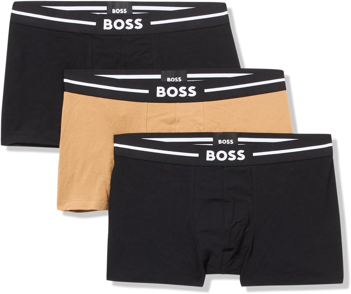 BOSS Men's 3 Pack Bold Logo Cotton Stretch Trunks