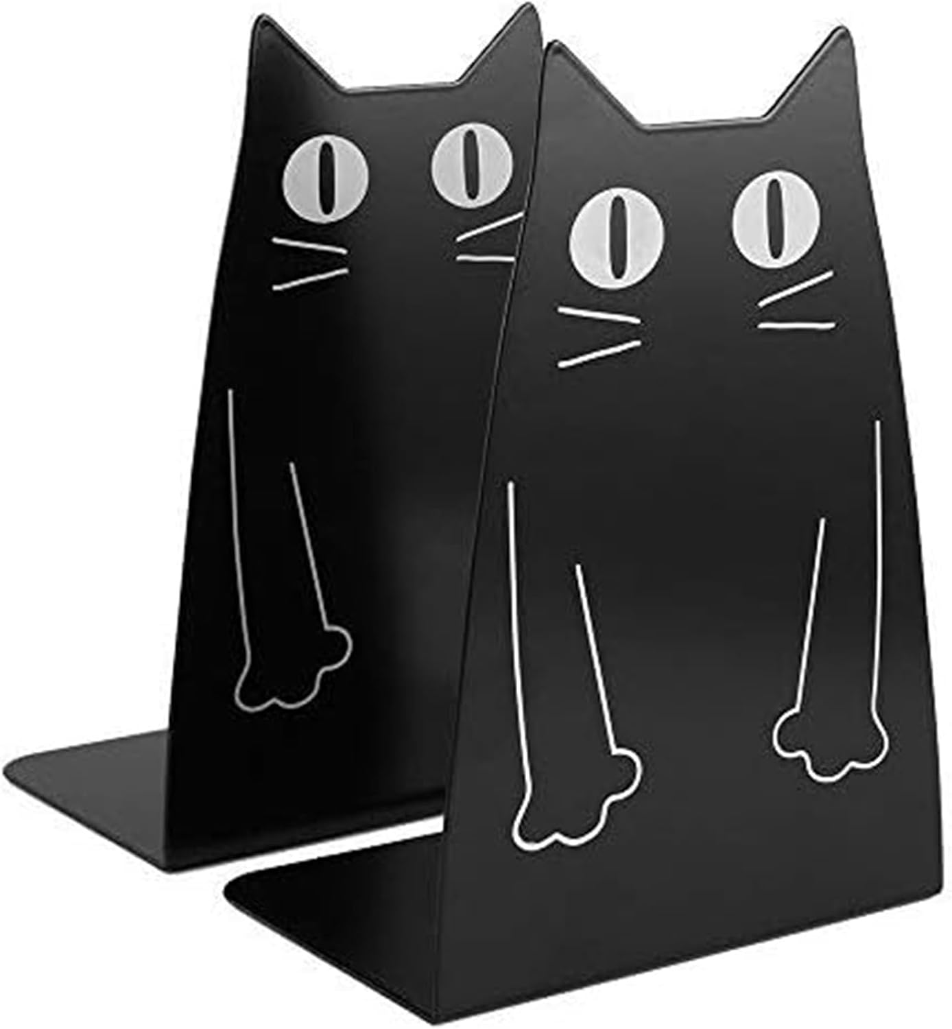 Cute Cat Metal Book end, Large Heavy Duty Bookends Desktop Book Holder Organizer Book Ends for Shelves