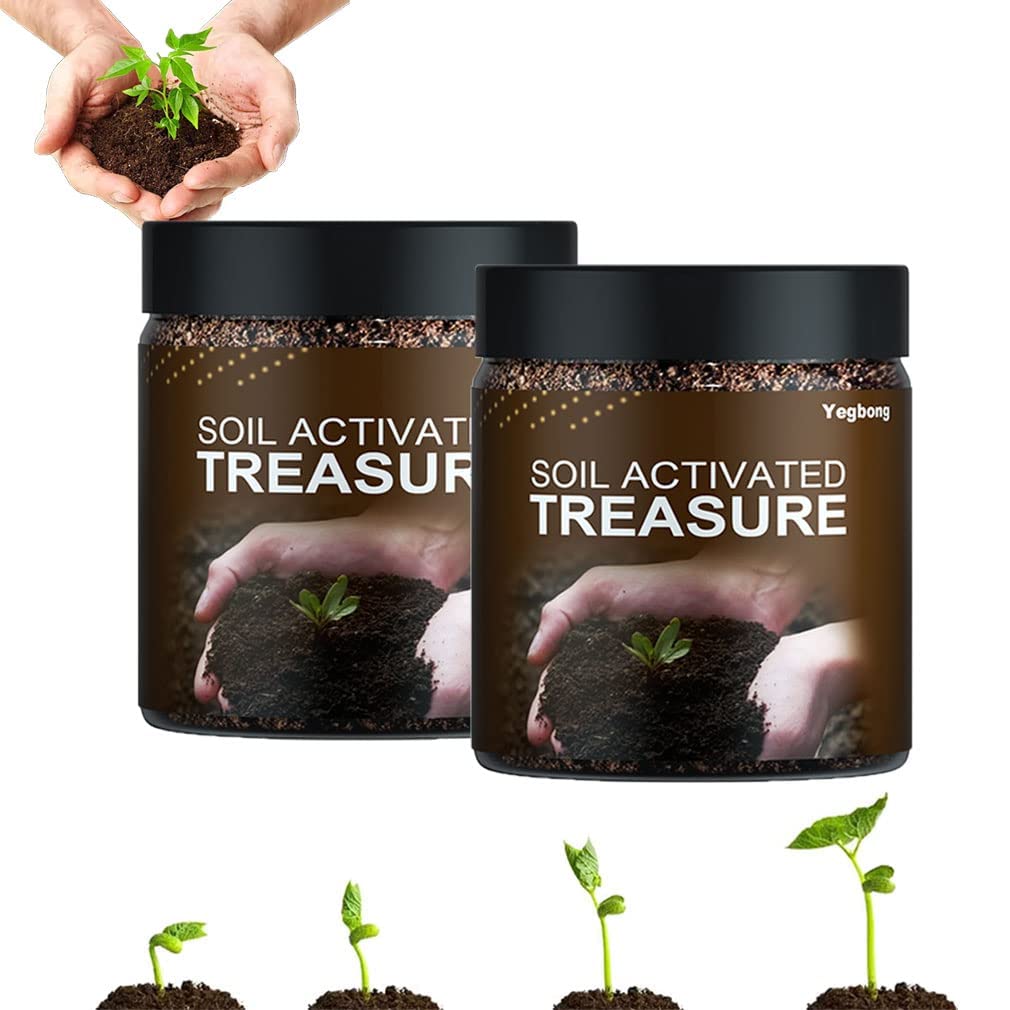 Soil Activated Treasure-You Will Be Amazed! Soil Activation Treasure, Soil Penetrant and Wetting Agent, Organic Soil Improver, Premium Soil Activator Improve Plant Growth (2 Bottle*400g)