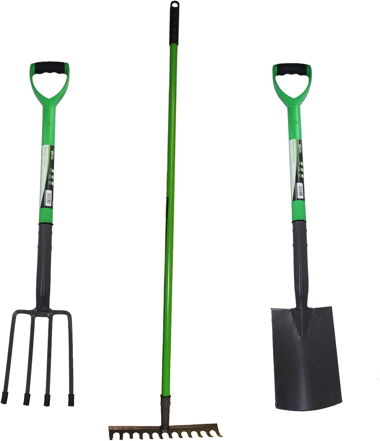 AB Tools Garden Border Fork Spade Rake Soil Gardeners Carbon Steel PVC Handles Strong