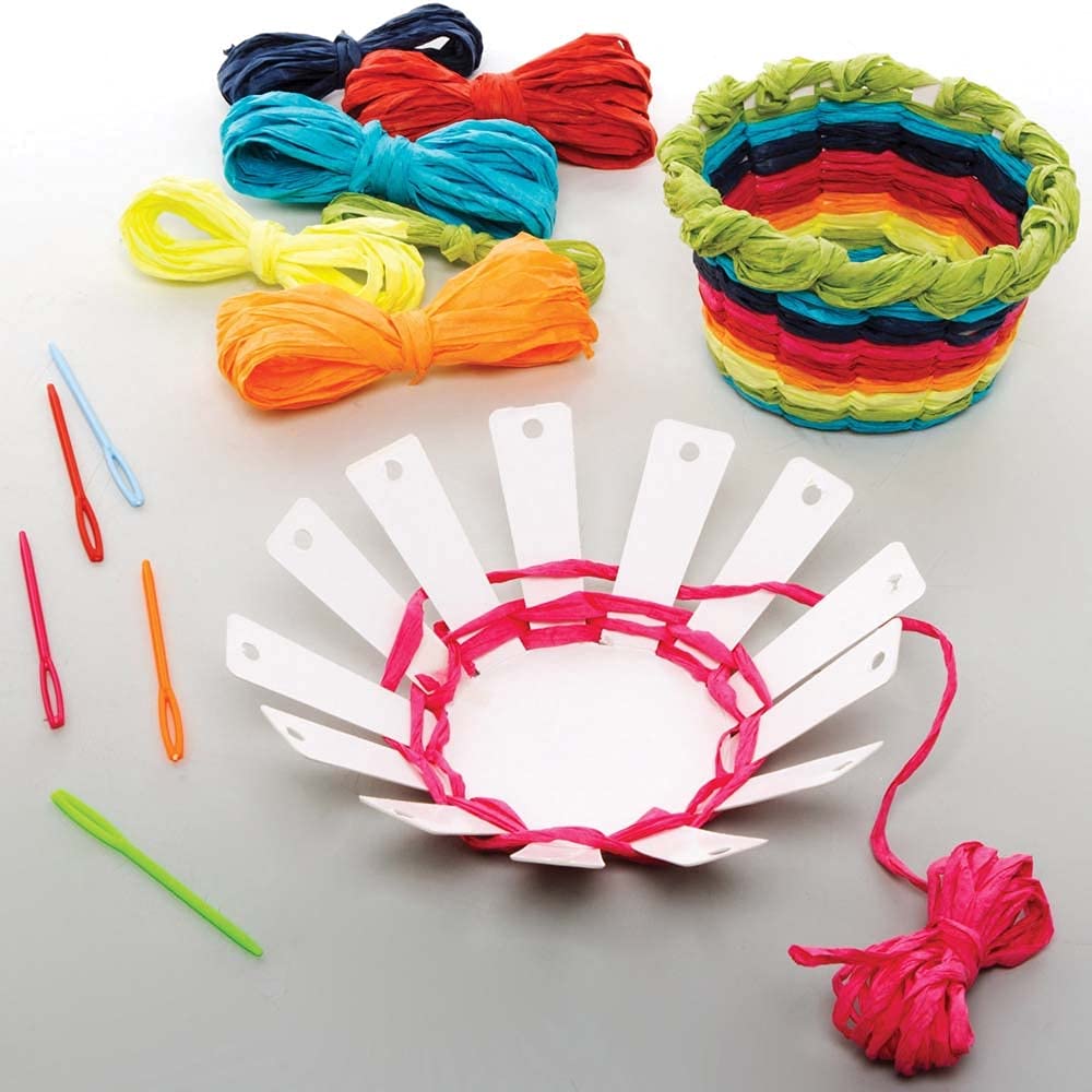 Baker Ross FE184 Rainbow Craft Weaving Baskets - Pack of 5, Introductory Sewing for Beginners and for Kids Arts and Crafts Projects