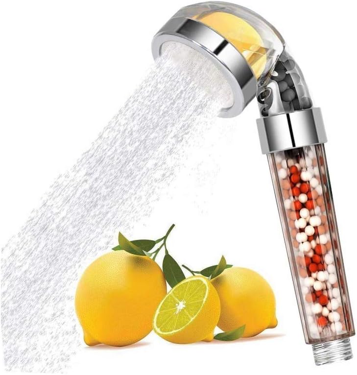 Woopower High Pressure Shower Head Rainfall Delta Handheld Shower Filter Vitamin C Chlorine Fluoride Removal Hard Water Softener Showhead Filters System Set（Silver,Transparent）