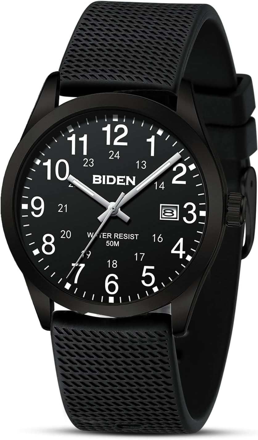 LN LENQIN Mens Watches Analog Quartz Watch for Men Outdoor Sport Watch Luminous Fashion Casual Waterproof Men's Wrist Watches with Date and Silicone Band