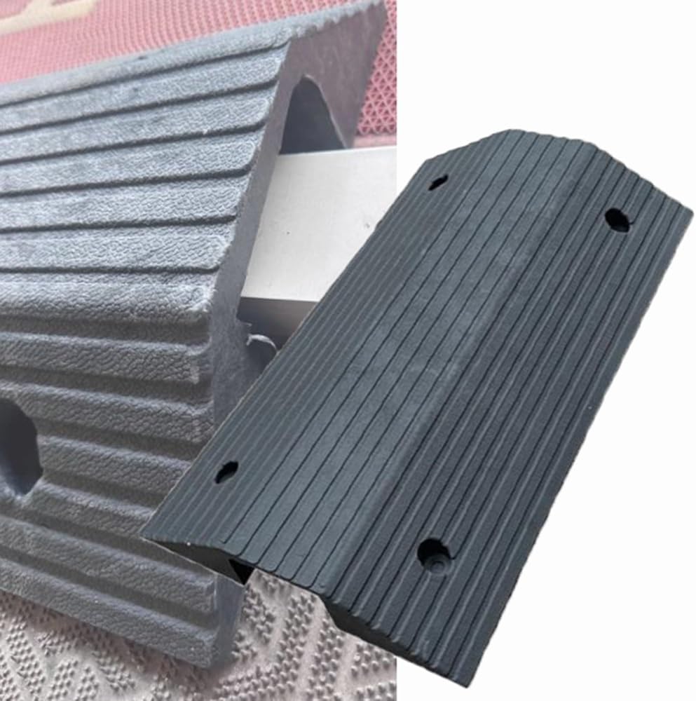 DAQXYH 4" Rise Rubber Threshold Ramp Transition Bridge Ramp For Doorways, Portable Transition Ramp Entryway Ramp High Load, Groove Wide 4.7inch Hige 2.4/3inch(3" Rise/80x40x10cm)