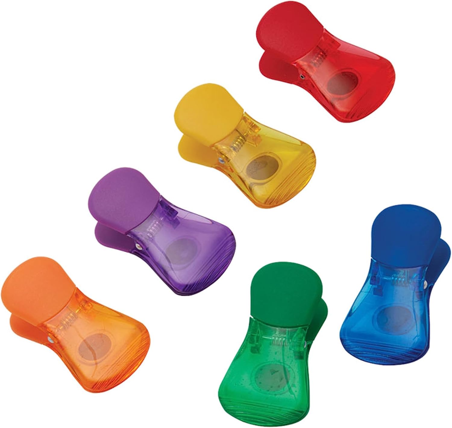 Farberware Heavy Duty 6-Piece Wide Bag Clip Set, Assorted Color Magnetic Food Sealing Clips for Chips, Snacks, Storage, and Kitchen Organization