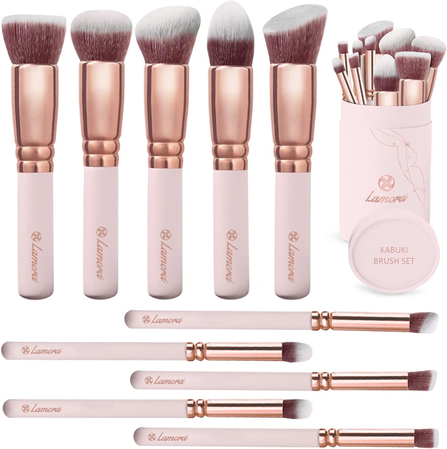 Kabuki Makeup Brush Set - For Foundation Powder Blush Concealer Contour - Perfect For Liquid, Cream or Mineral Products - 10 Pc Collection With Premium Synthetic Bristles For Eye and Face Cosmetic