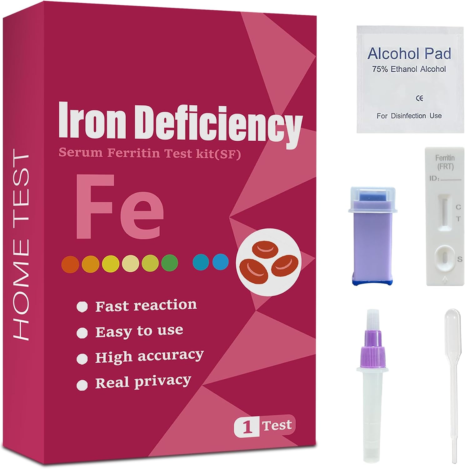 Iron Deficiency Test Kit, Suitable for Children and Adults, at-Home Iron Test Kit for Anemia.Iron Test Kit for Quick Response and Accurate Results