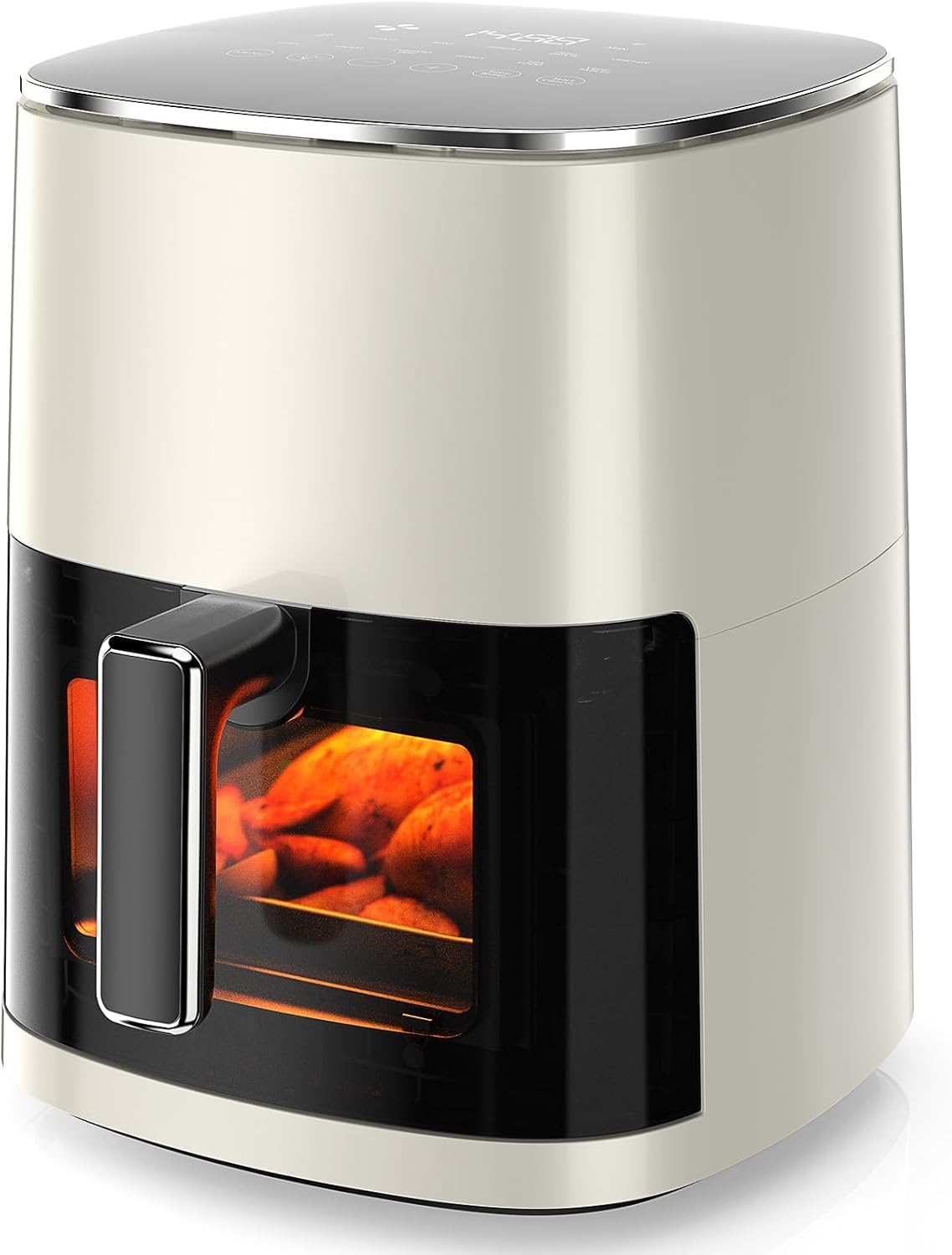 6QT Large Air Fryer, 12-in-1 Digital Airfryer with Clear Window, Roast, Reheat, Dehydrate, Bake, Steam with 400F and More, Dishwasher Safe, Nonstick, Fit for Family of 2-5, Beige