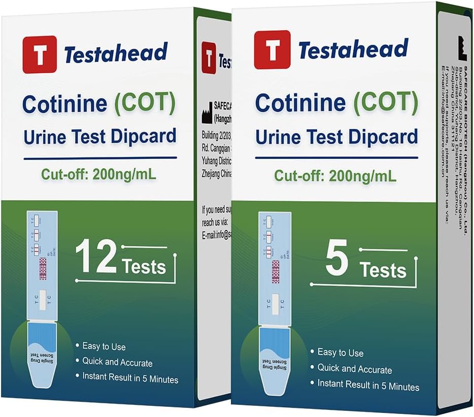 Nicotine Test Kit at Home - Highly Sensitive Nicotine Urine Test Strips for Home - Continine Tobacco Urine Test Strips Detection at 200 ng/mL - Rapid Nicotine Urine Test Kit - 17 Pack