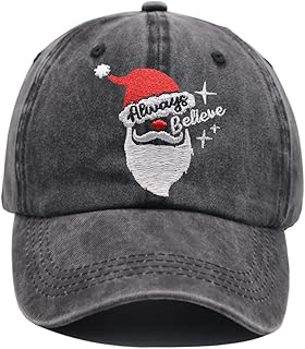 HHNLB Funny Christmas Hats for Men Women, Santa Always Believe Gifts, Adjustable Embroidered Merry Xmas Holiday Baseball Cap