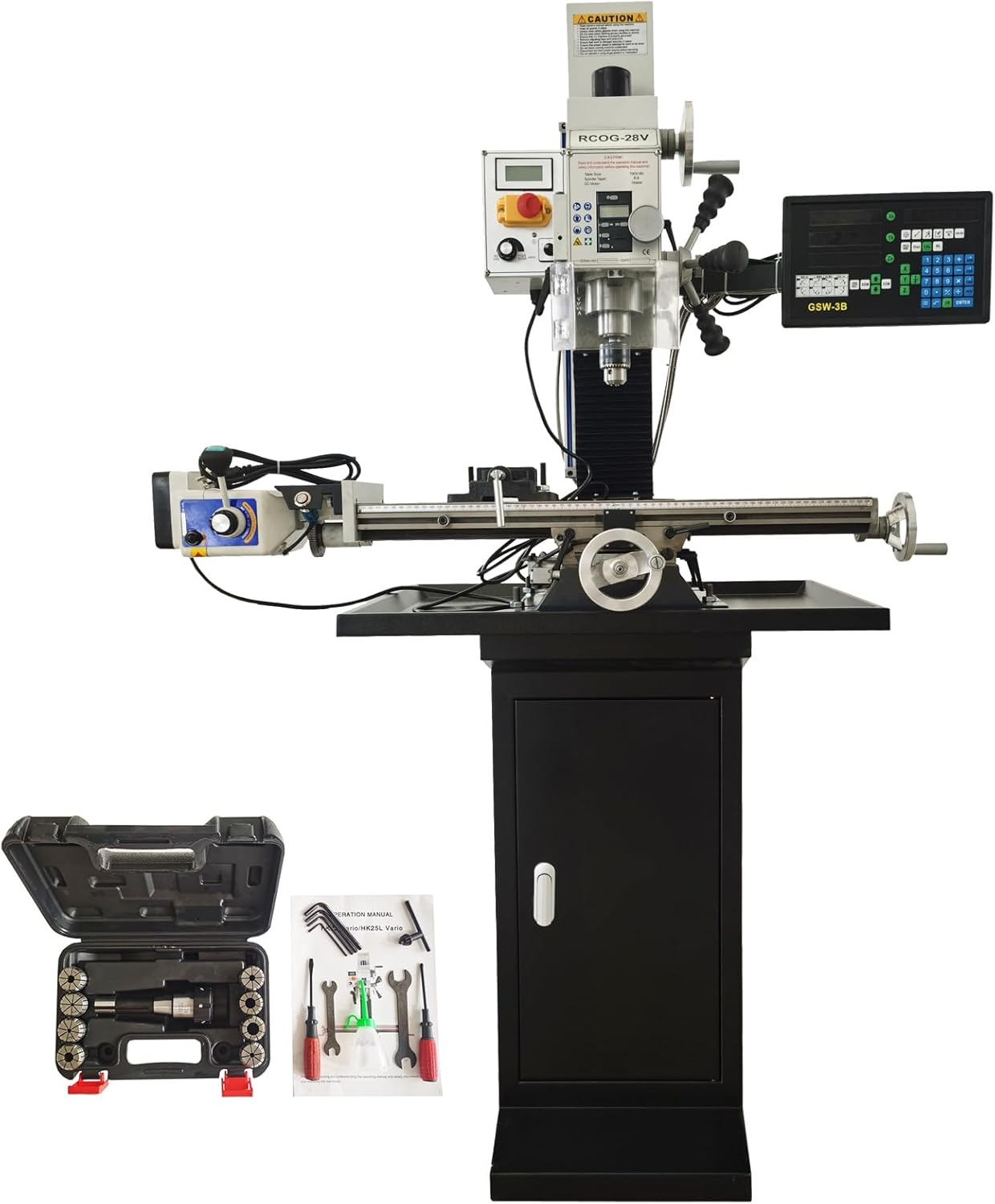 1300W Milling Drilling Machine R8 Taper Drilling Milling Lathe 50-2250RPM Brushless Motor with 27.5" x 7" Workbench for DIY/Metal/Wood Working 110V