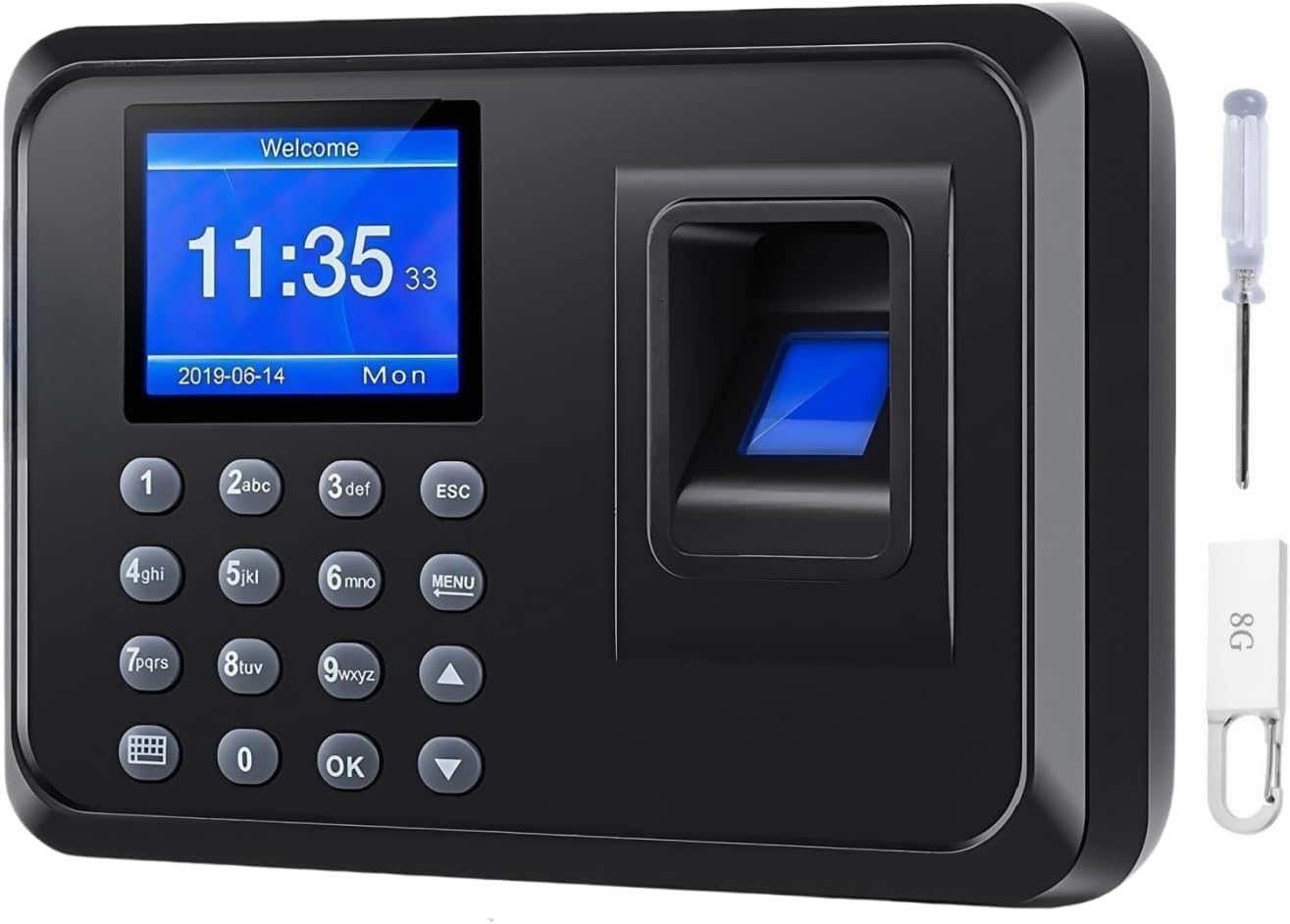 Time Clocks for Employees Small Business, 2 in 1 Time Clock (Fingerprint & Password) Employee Clock in & Out Machine Attendance Punch Clock Recorder Tracker for Small Businesses & Offices