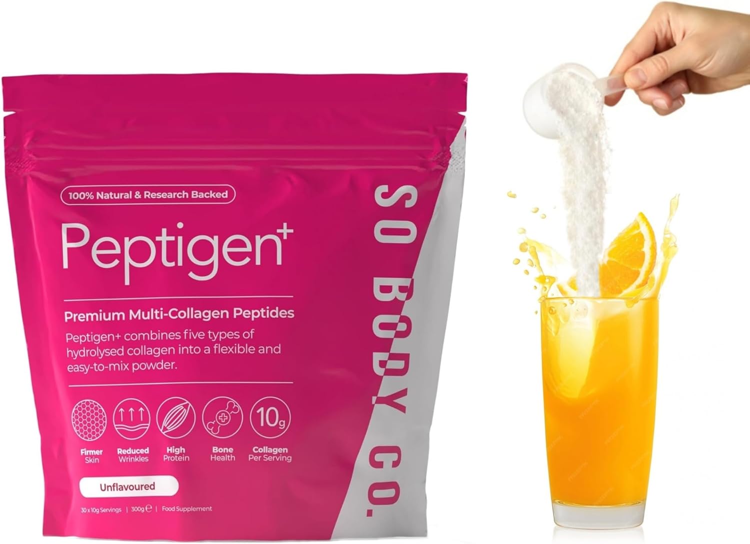 SoBodyCo Unique 5 Types of Collagen Powder 300g, Collagen Supplements for Women, Pure Unflavoured Premium Hydrolysed, Peptides Powder for Hair Skin Nails Muscles