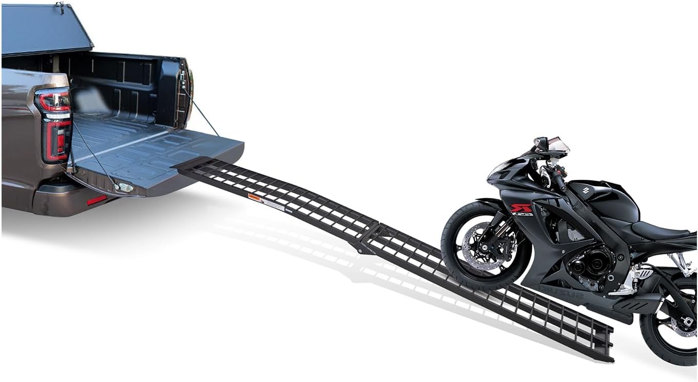 10FT Motorcycle Ramp 11.6" W FACHNUO TOOL Truck Ramps Aluminum Loading Ramp for ATVs UTVs, Golf Cart, Lawn Mover 600 lbs Capacity 1PC