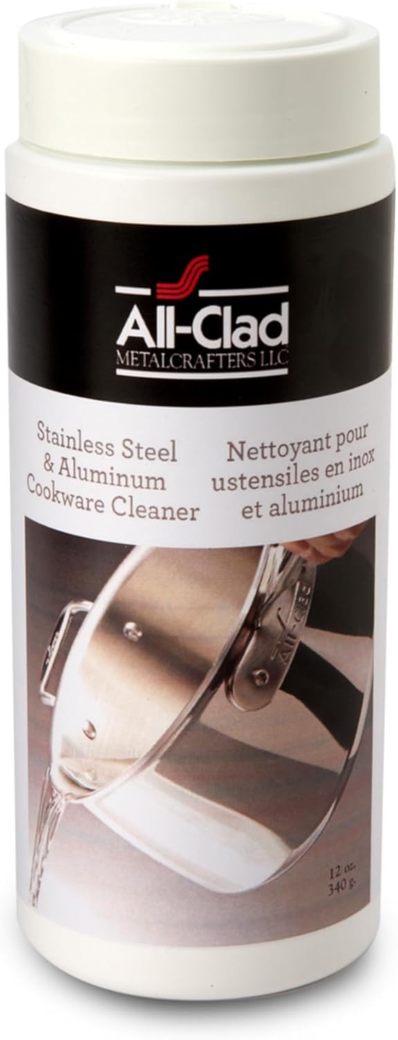 All-Clad Specialty Powder Stainless Steel Cleaner and Polish 12 Ounce Pots and Pans, Cookware White