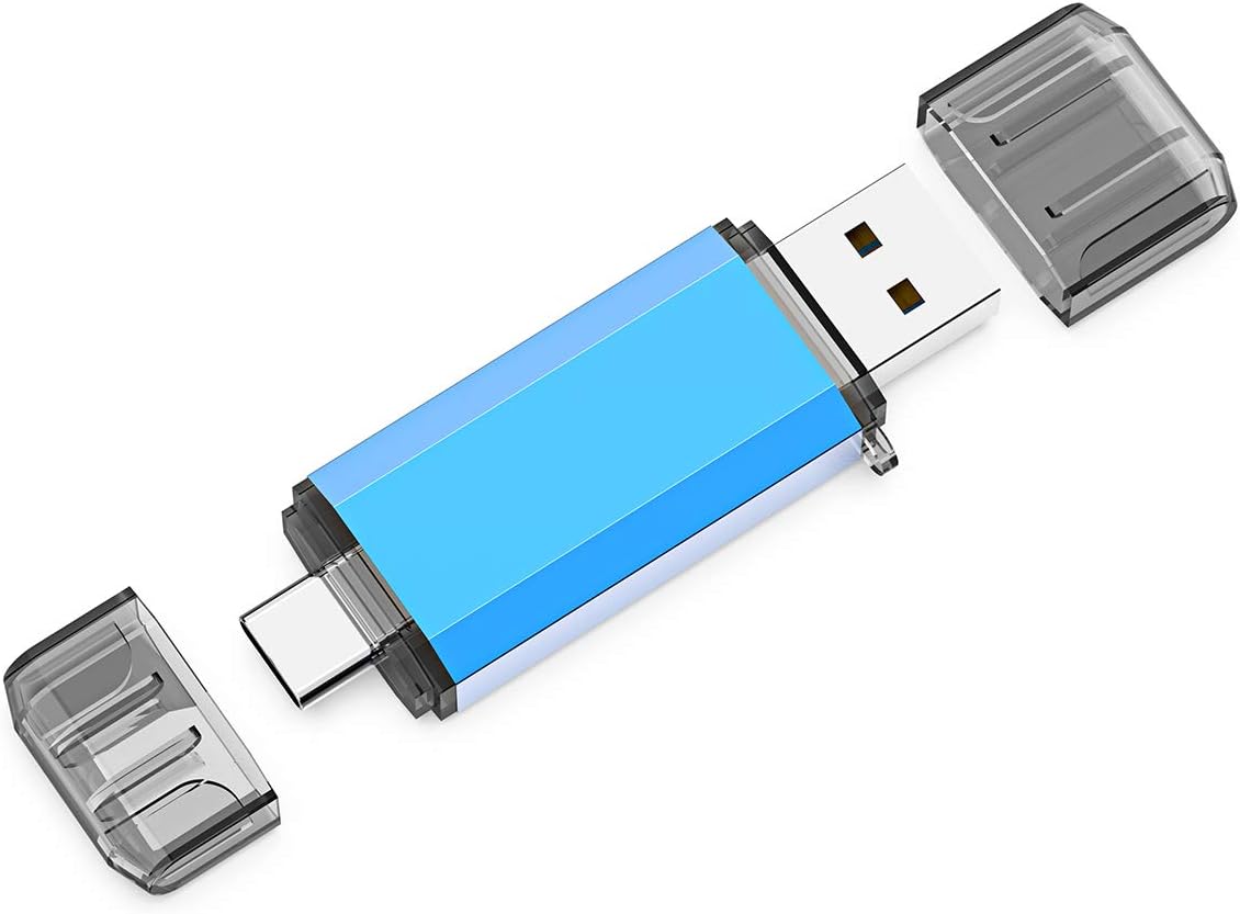 KOOTION USB C Flash Drive 128GB 2 in 1 OTG USB 3.0/Type C Thumb Drive Dual Drive USB C Memory Stick for Smartphone/Laptop/Tablet/PC - 128G, Blue