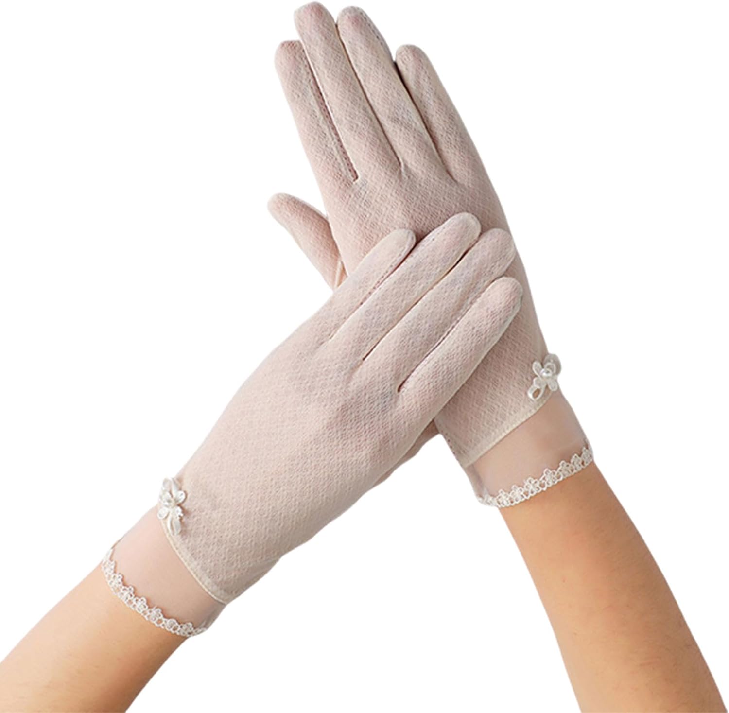 DWE Womens Sun Protection Gloves, Summer Women Driving Gloves Ladies Non Slip Ice Silk Sunblock Gloves Full Finger Touchscreen Gloves Mittens for Cycling Driving Riding