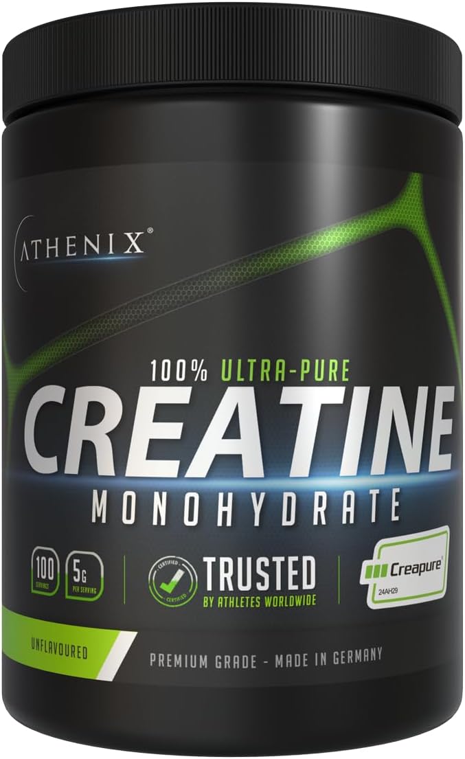 Premium Creatine Monohydrate, Creapure® – 100% Ultra Pure Micronised Powder, Unflavored for Muscle Growth, Strength & Performance – Premium Grade Made in Germany, Vegan (500g | 5g per Serving)