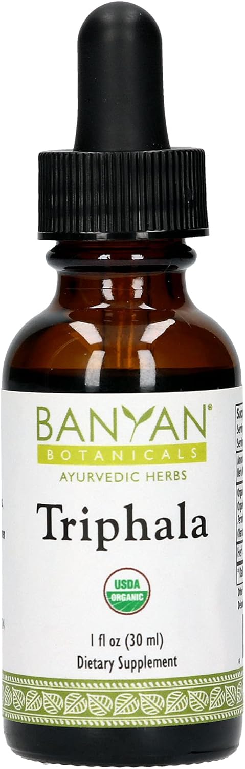 Banyan Botanicals Triphala Liquid Herbal Extract – Organic Triphala Extract with Amla, Haritaki & Bibhitaki – for Daily Detox, Regularity & Rejuvenation* – 1oz. – Non-GMO Sustainably Sourced Vegan
