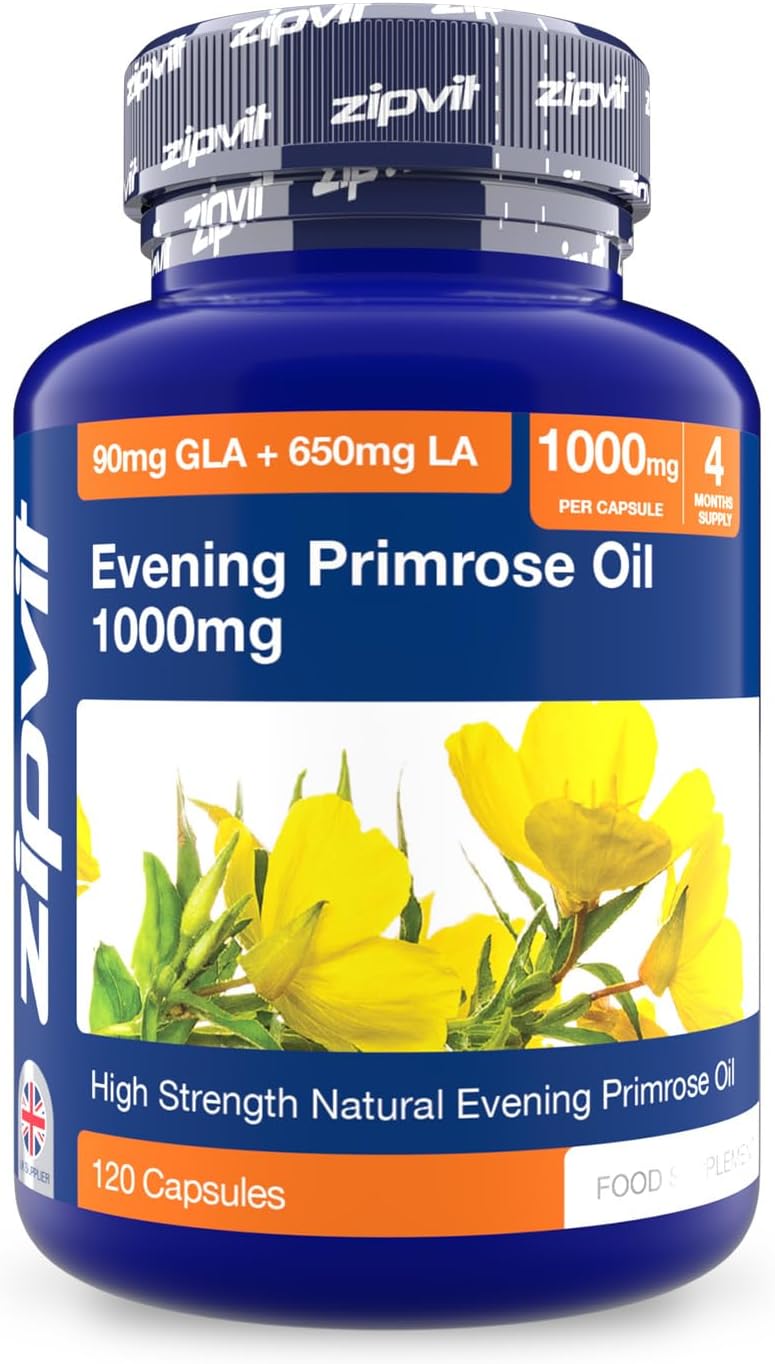 Zipvit Evening Primrose Oil 1000mg, 120 Softgel Capsules, Pure Cold Pressed Evening Primrose Oil, High in Omega 6 Gamma Linolenic Acid, Supports Women's Health