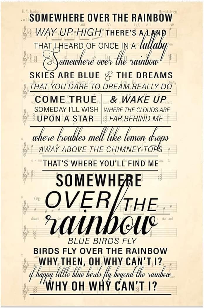 Viewkedt Vintage Somewhere Over The Rainbow What A Wonderful World Metal Decoration Pub Plaque 8x6 Inch Tin Sign Home Decor Home Art Metal Signs Wall Art Wall Decor Poster