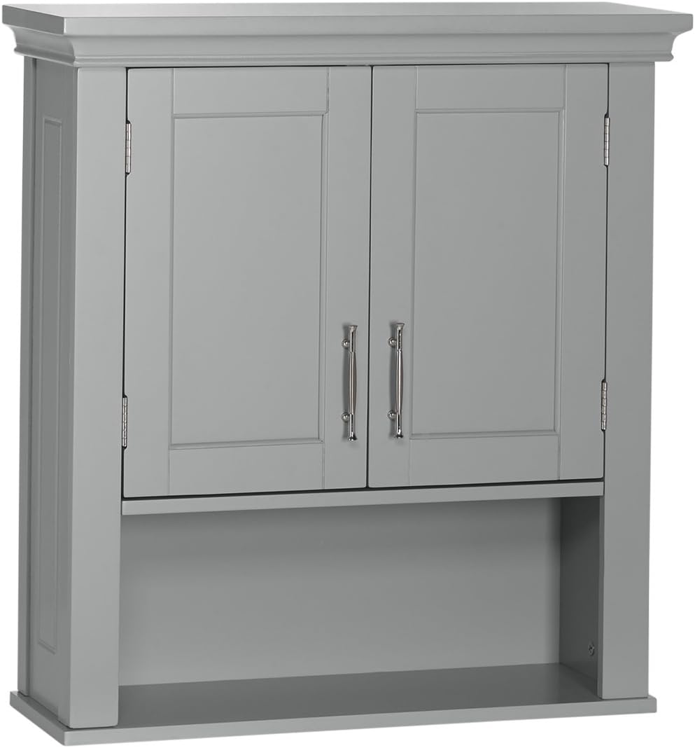 RiverRidge Somerset Two-Door Bathroom Storage, Gray Wall Cabinet, Grey, Set 1