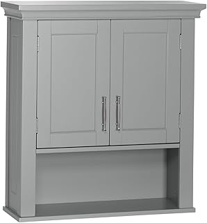 RiverRidge Somerset Two-Door Bathroom Storage, Gray Wall Cabinet, Grey, Set 1