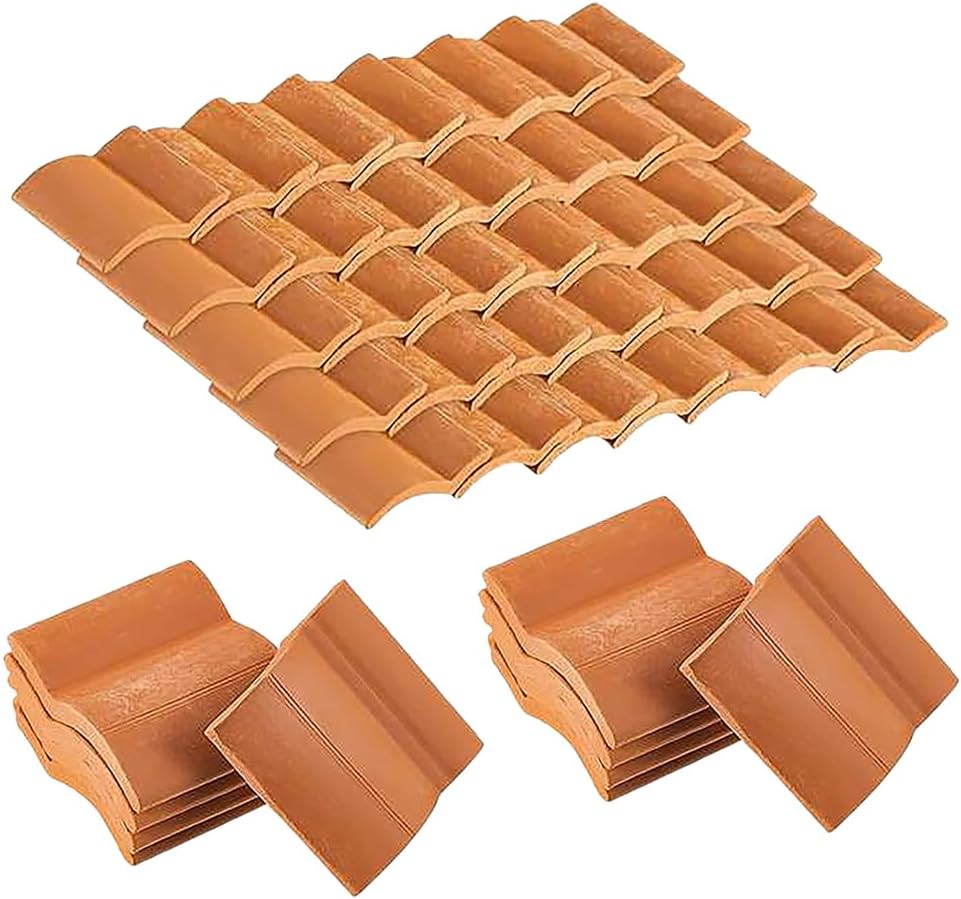 120 Pcs Miniature Doll House Roof Tiles Small Craft Roof Shingles Clay Roofing Tile Tiny Garden Roof Tiles Mini Dollhouse Shingles Model House Building Supplies for DIY Projects