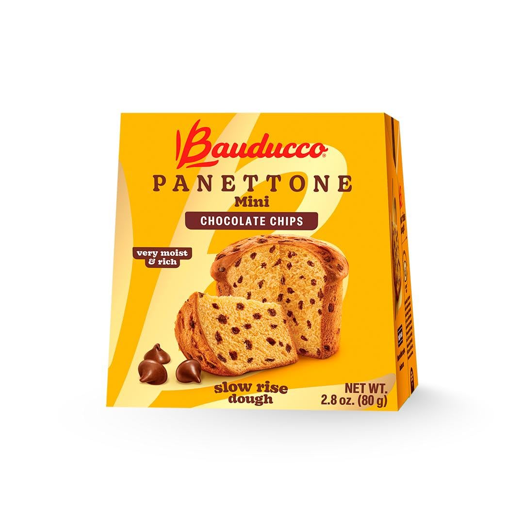 Bauducco Mini Panettone with Chocolate Chips, Moist & Fresh, Traditional Italian Recipe, Italian Traditional Holiday Cake 2.8oz (Pack of 1)