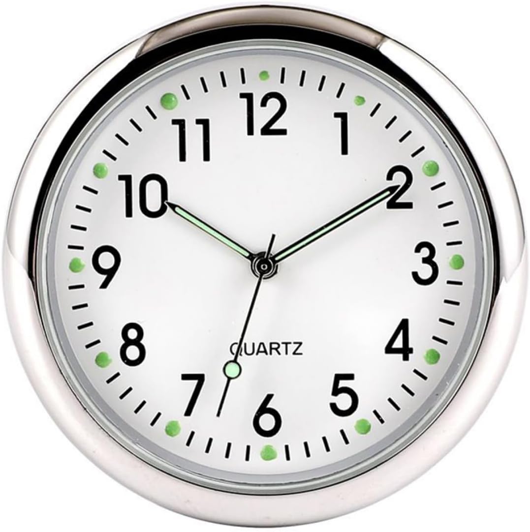 Car Dashboard Clock, Car Clock Any Sticker One-Button Start Electronic Quartz Clock, Sticky Timer Analog Watch, Suitable for Car Home Office Workbench Locker-whiteB