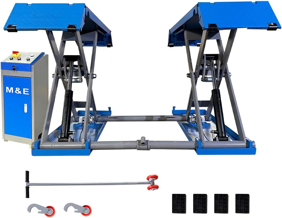 ME 7700lbs Lifting Capacity Mid-Rise Scissor Lift 110V Pneumatic Release Mid Rise Lift Automotive Car Lift Jacks ME-8XP-110V