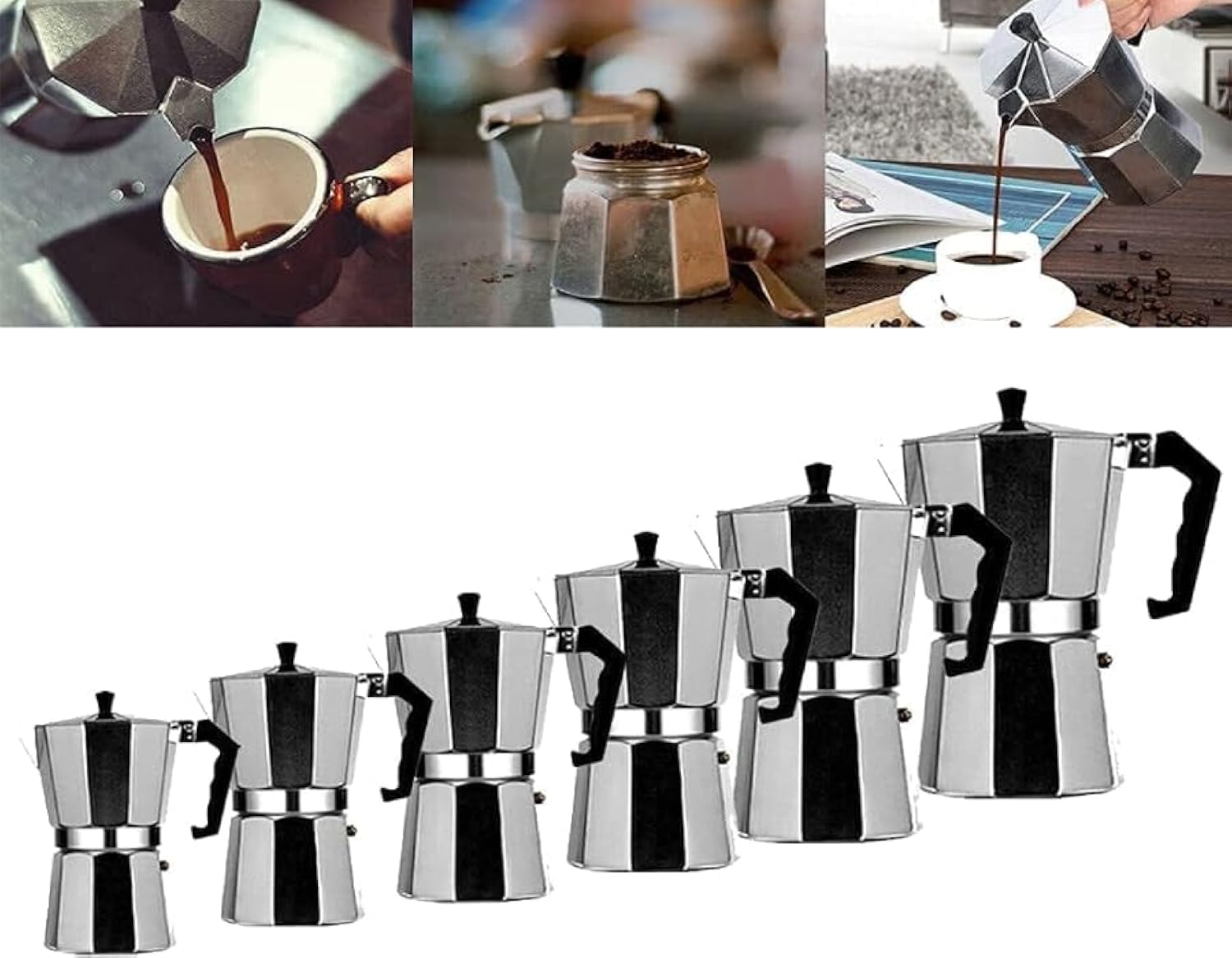 TOP MOKA Italian Coffee Pot Maker Filter Stove Top Mocha Espresso Coffee Pot all size (600ML 12CUP)