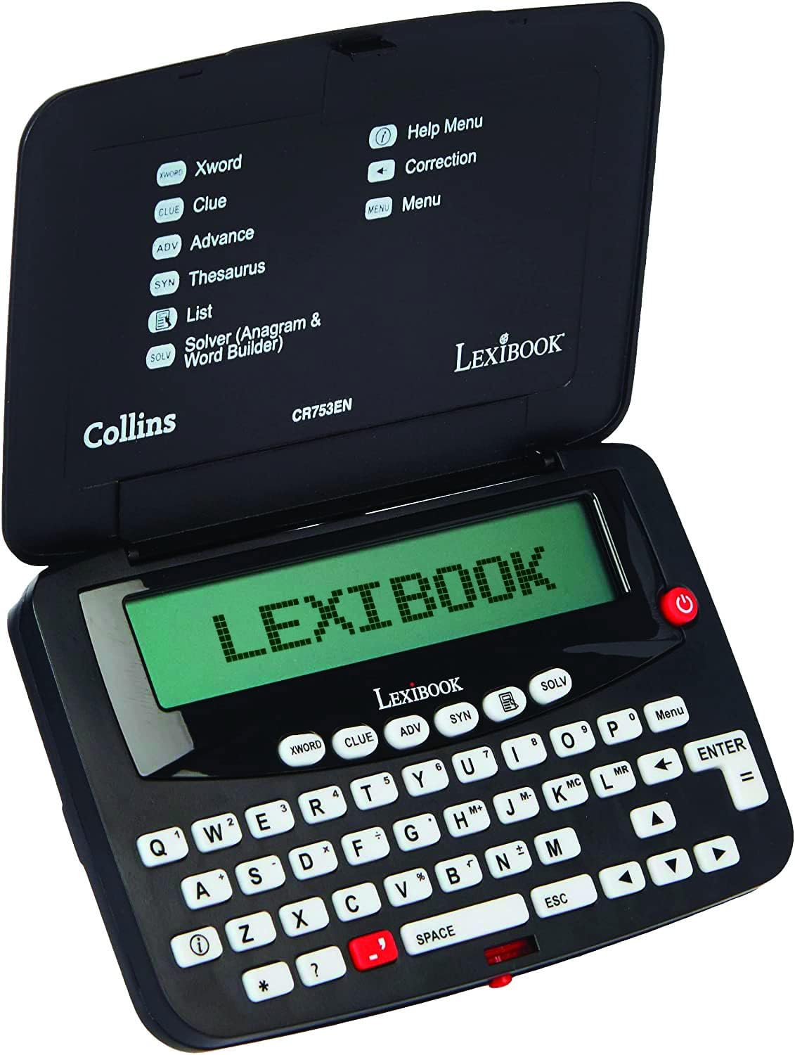 Lexibook, Collins Crossword, Bradford, Phonetic spell-correction, Anagram solver, words games, Electronic, with battery, black/white, CR753EN