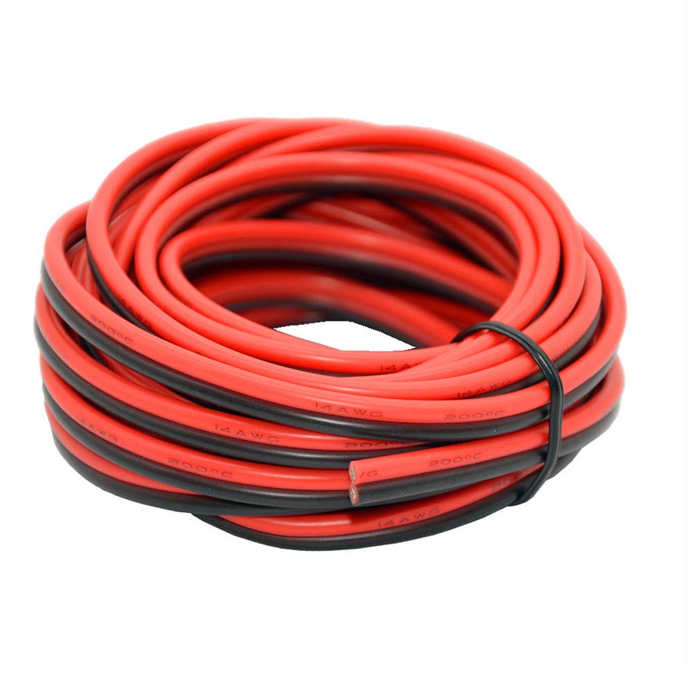 14awg/2mm² Electrical Wire 2 Conductor Parallel Silicone Wire 10 Meters [Black 5M Red 5M] 14 Gauge Flexible Extension Cable Cord Stranded Tinned Copper Wire Hookup Model Batter Cable Lead Wire