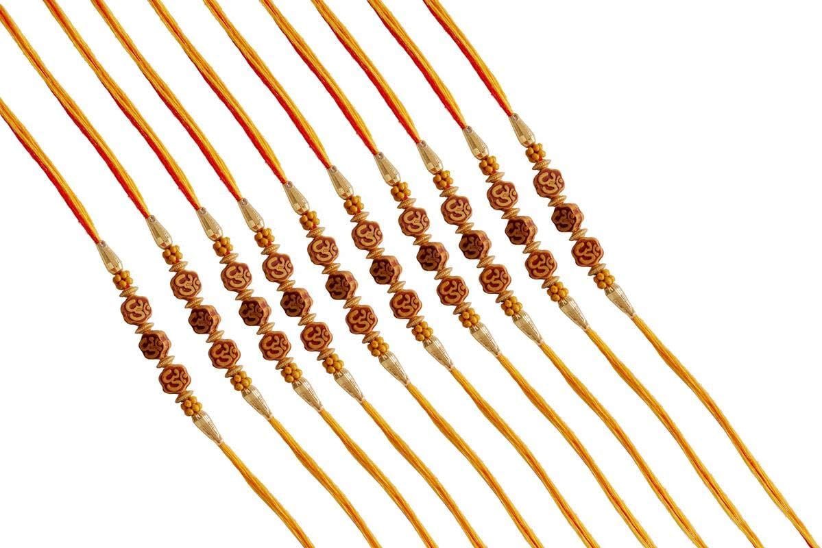 Designer OM Thread Rakhi(Pack of 10), Metal, Diamond