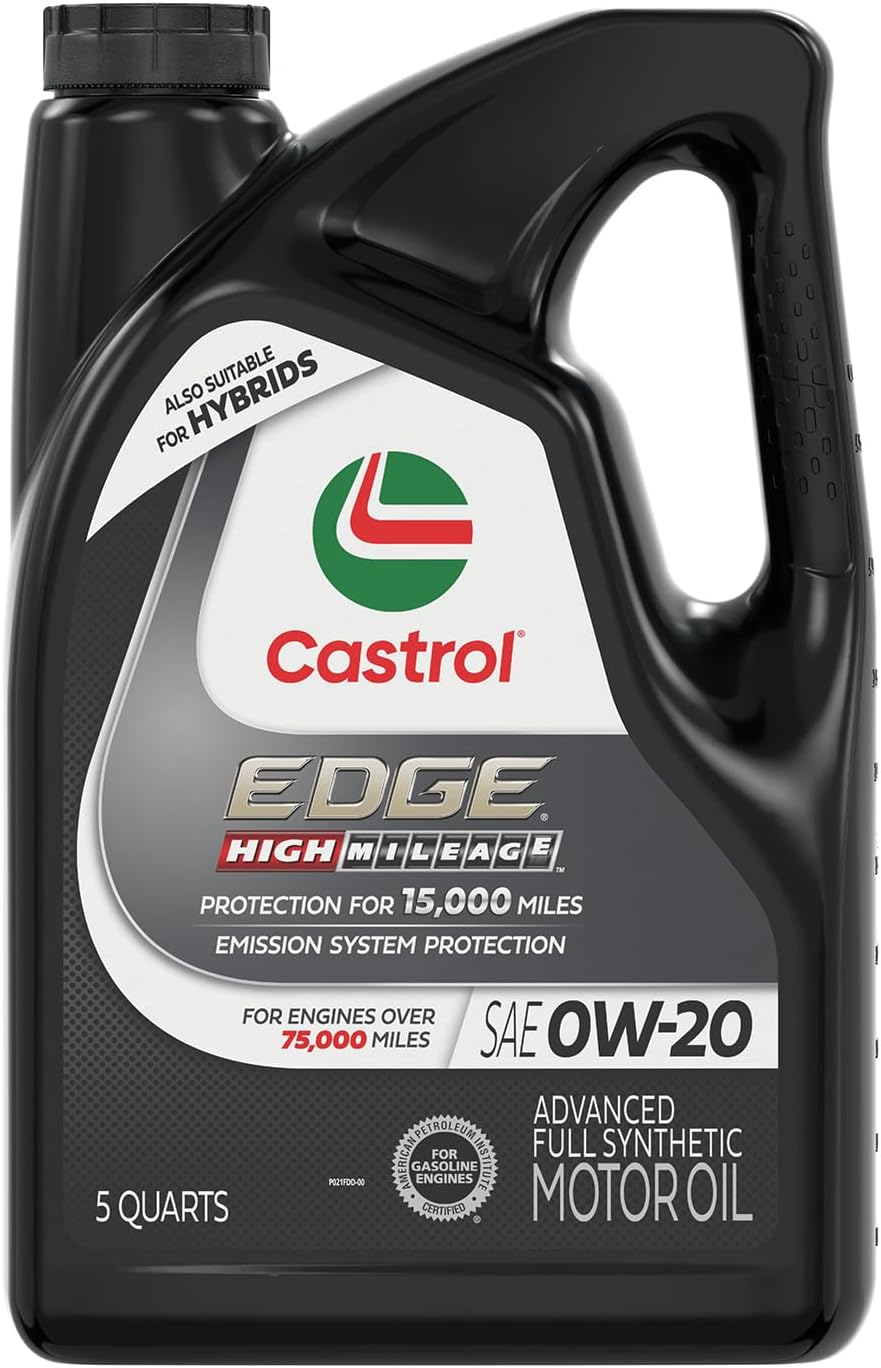 Castrol Edge High Mileage 0W-20 Advanced Full Synthetic Motor Oil, 5 Quart